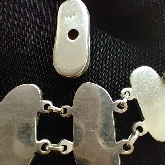 VTG STERLING SILVER Heavy MOP Bracelet & Pendant - Picture 7 of 11